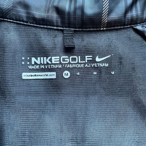 Jacket M Nike Golf Black Side Slip Green Plaid Detail Inside Zip Pockets Coat - Picture 4 of 7